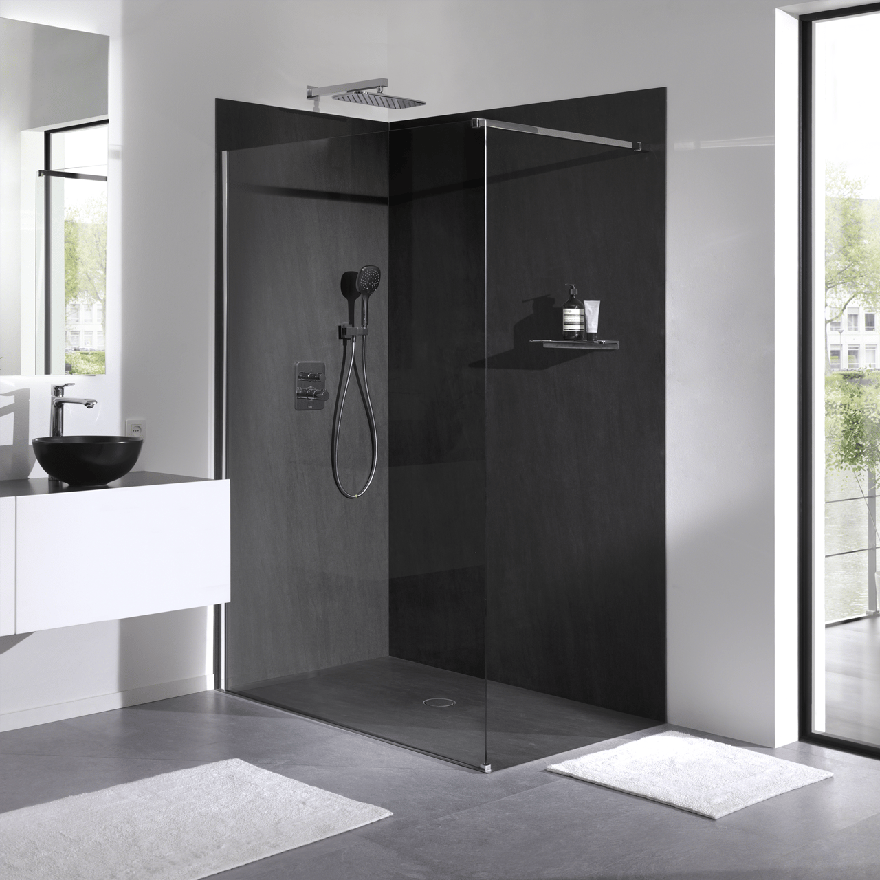 Blaufoss Rainfall Square Move support mural douchette chrome brillant