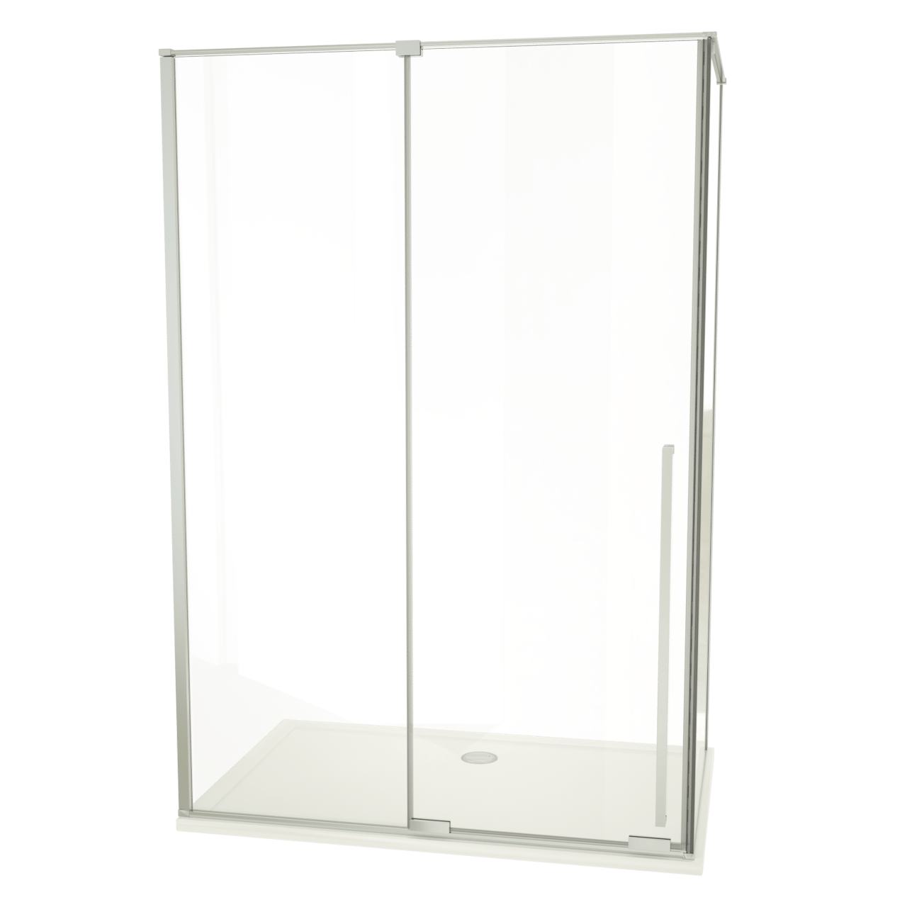 Luca Varess Stilus douchehoek met schuifdeur en vaste zijwand 140 x 90 cm helder glas glanzend chroom profiel