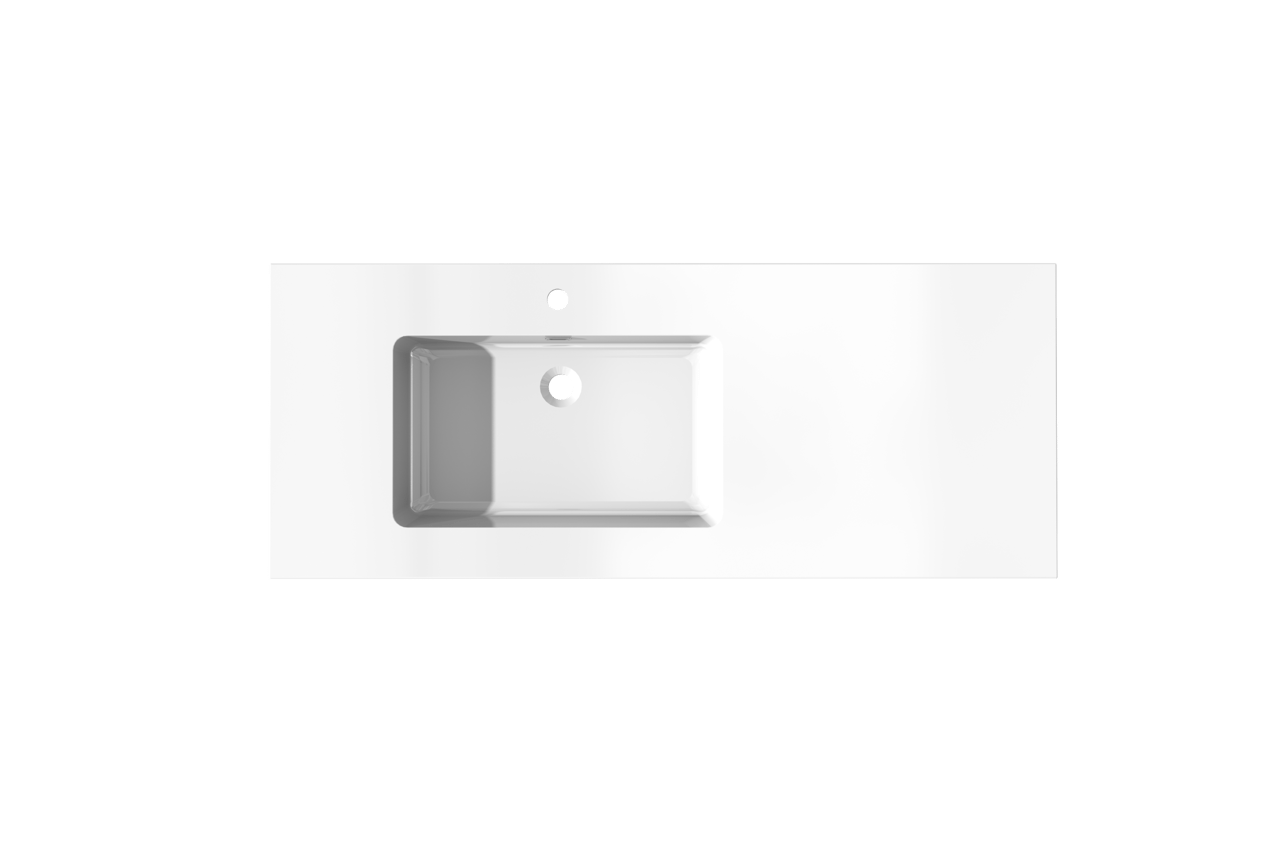 Storke Diva asymmetrisch linkse wastafel glanzend composiet marmer 130 x 52 cm combinatie kast 35 cm