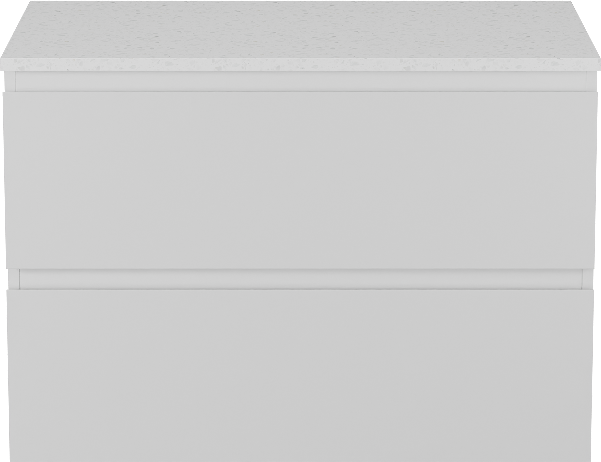 Linie Lado meuble salle de bains suspendu 80 x 46 cm blanc mat avec Lado tablette simple en mélaminé terrazzo blanc