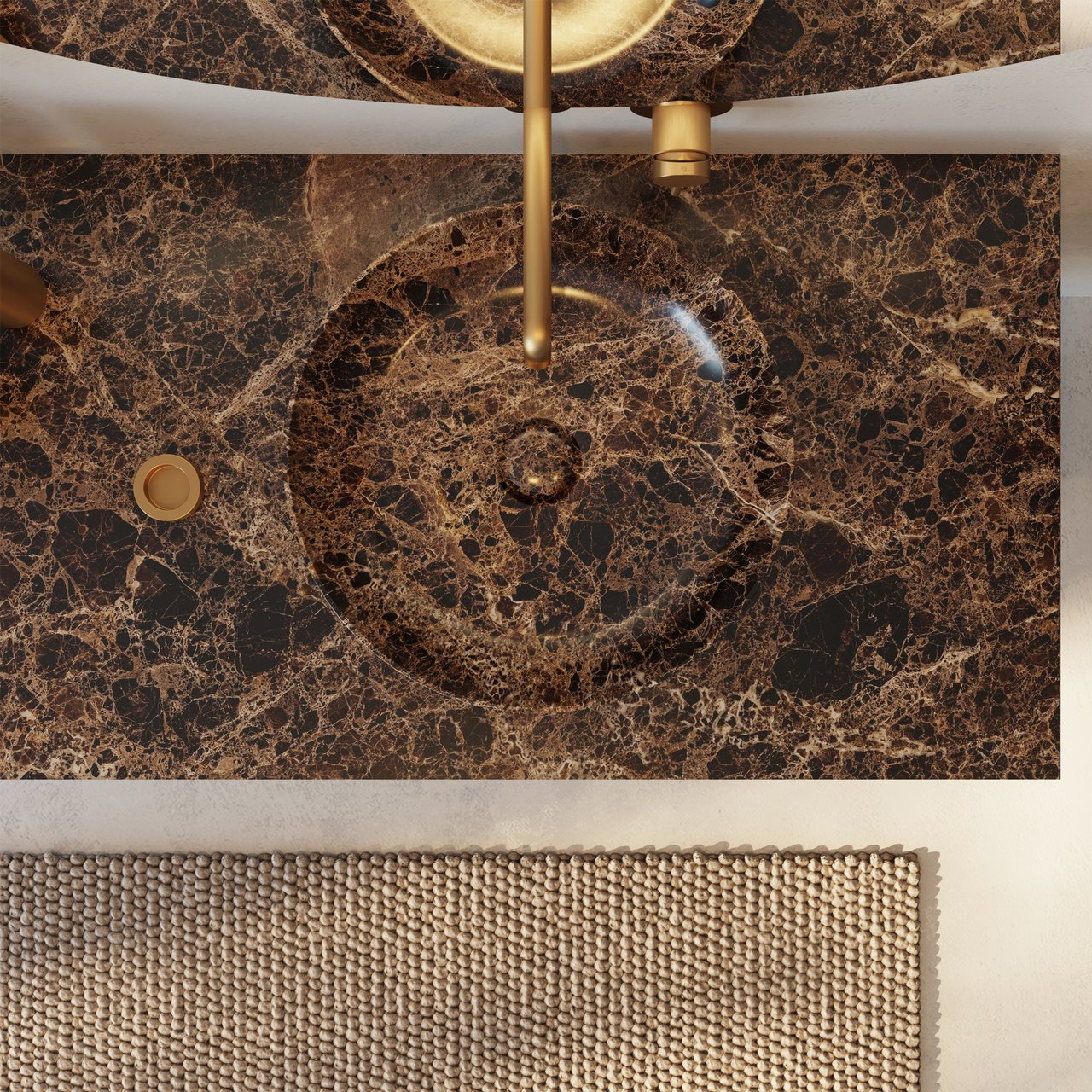 Blaufoss Round inbouw wastafelkraan Brushed Gold incl. inbouwelement