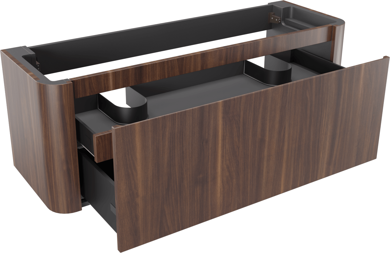 Storke Soft meuble sous-lavabo suspendu 140 x 46 cm Noyer 2 tiroirs