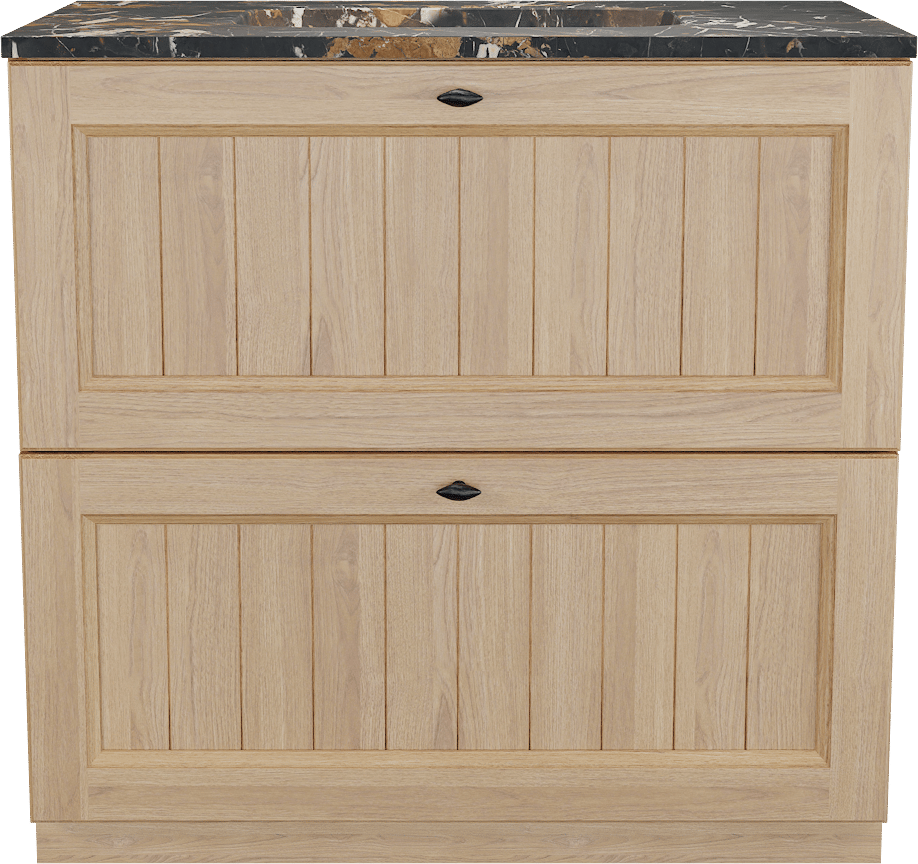Balmani Lemon staand badkamermeubel 90 x 55 cm, fineer natuur eik met Tablo Arcato enkele wastafel in portoro gold