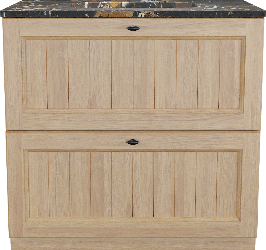 Balmani Lemon staand badkamermeubel 90 x 55 cm, fineer natuur eik met Tablo Arcato enkele wastafel in portoro gold