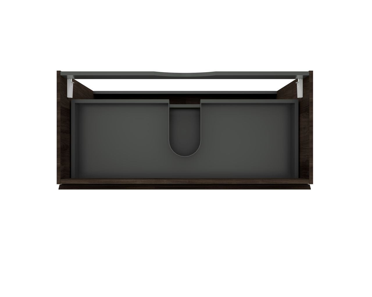 Linie Lado staande wastafelonderkast 100 x 46 cm donkere notelaar 3 lades