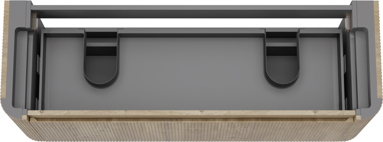 Storke Soft meuble sous-vasque suspendu 140 x 46 cm Chêne brut 2 tiroirs Nervure sym. vert.