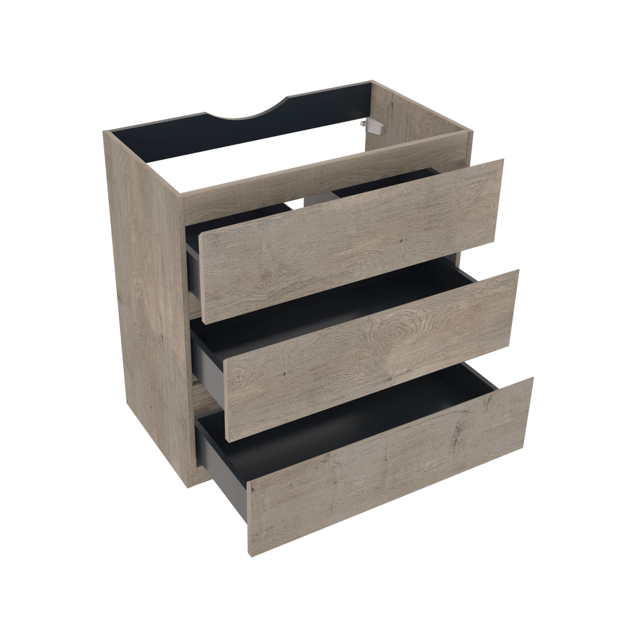 Linie Lado meuble sous-vasque a poser 80 x 46 cm chêne gris 3 tiroirs