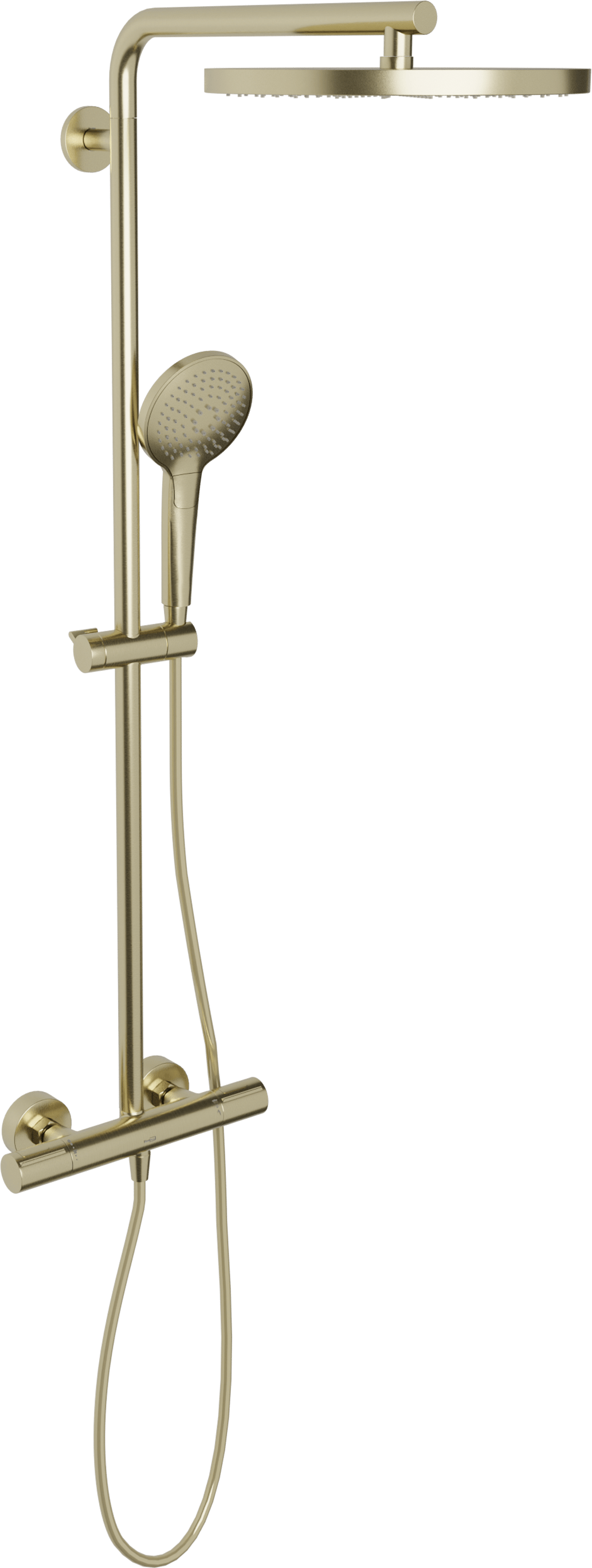 Blaufoss Nola 300 Regendusche Duschsystem mit Thermostatbatterie: Wandmontage, Brushed Champagne Gold