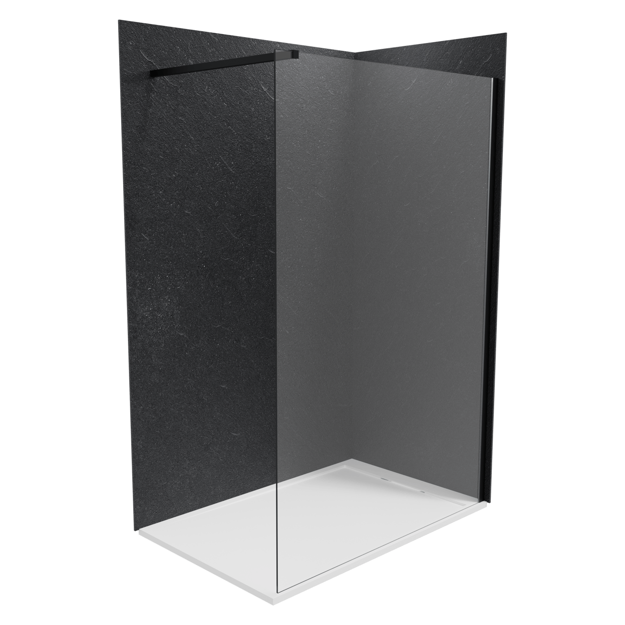 Balmani Zeno set douchewandbekleding 120 x 80 x 220 cm composietmarmer grafietgrijs leisteenstructuur