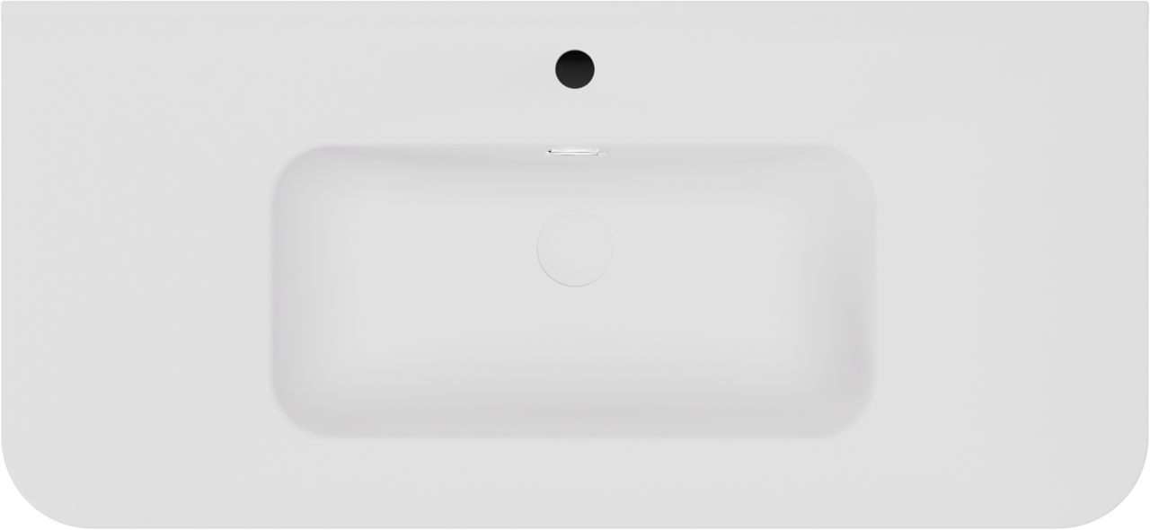 Storke Soft hängendes Möbelstück Set: 100 x 46 cm, Eiche rau, mit Kera Soft Einzelwaschtisch Keramik Weiβ matt, Vertikale symmetrische gerade Rippe