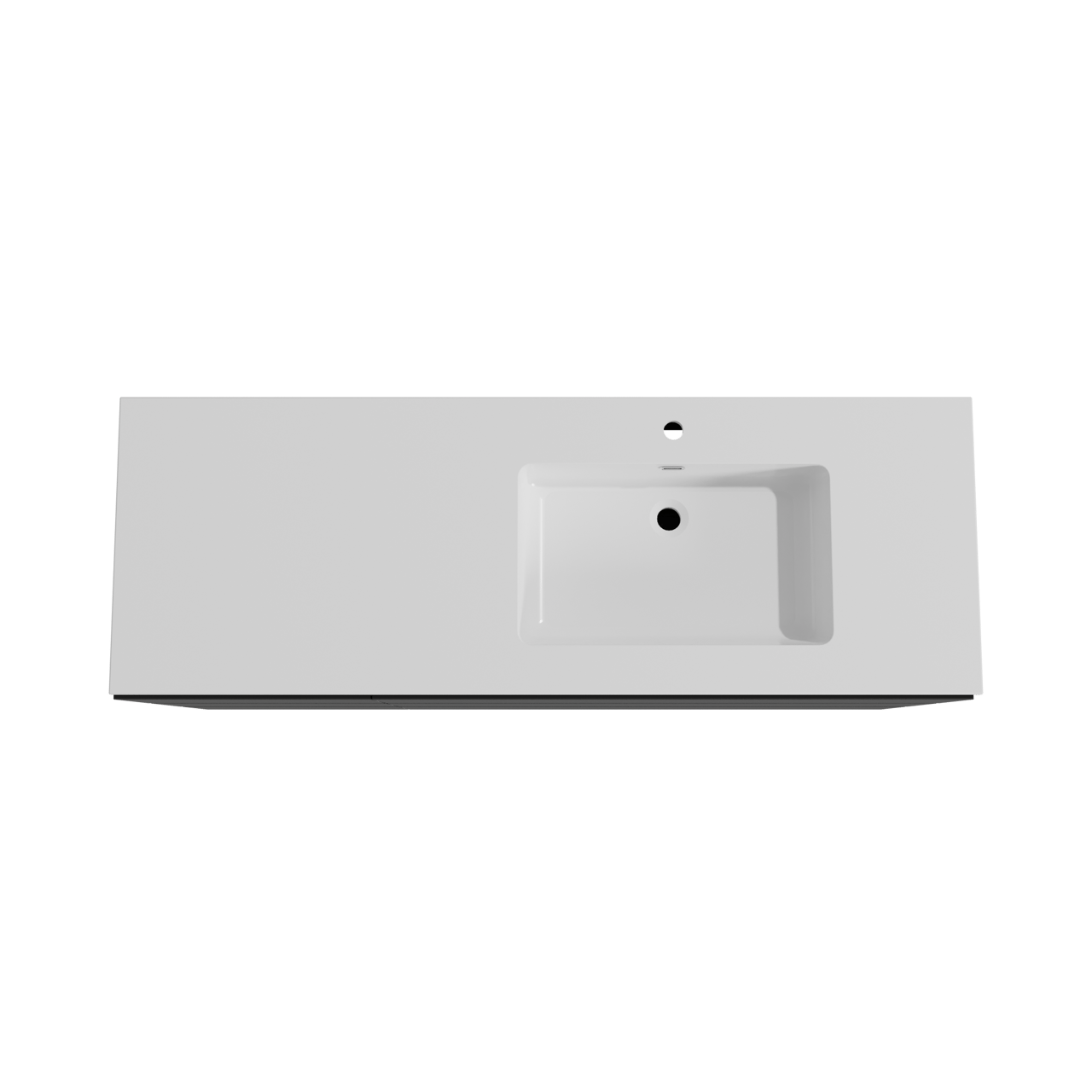 Storke Edge staand badmeubel 150 x 52 cm mat zwart met Diva asymmetrisch rechtse wastafel in composietmarmer hoogglans wit