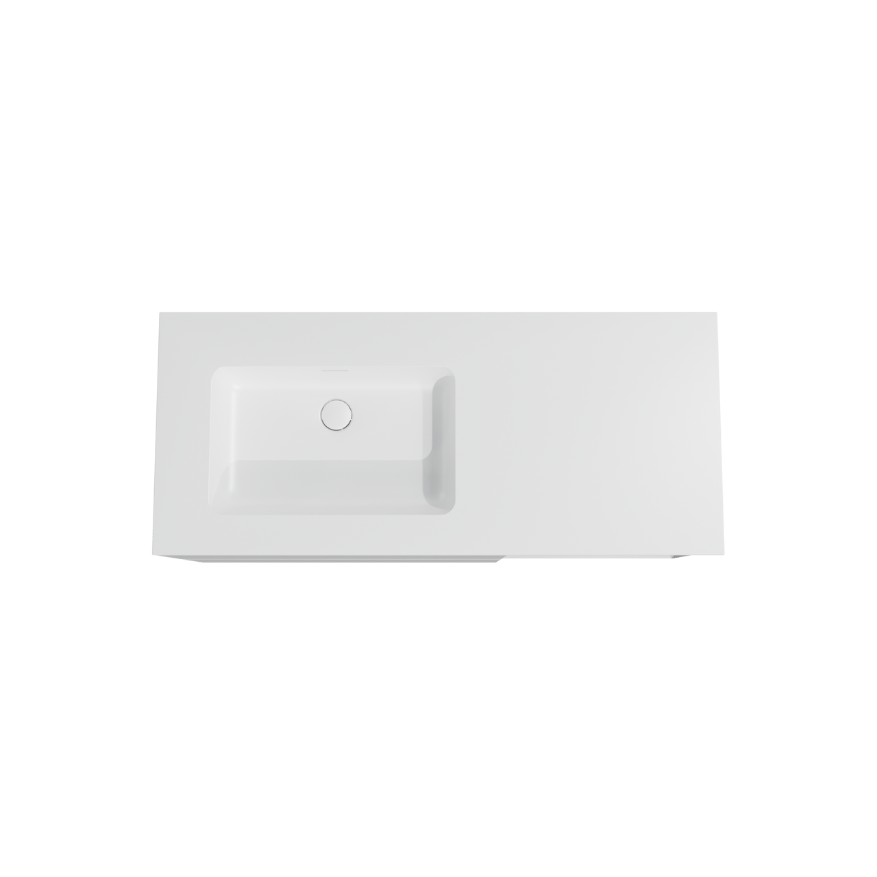 Storke Edge meuble salle de bains suspendu 120 x 52 cm blanc brillant avec Mata plan vasque asymétrique à gauche en solid surface blanc mat