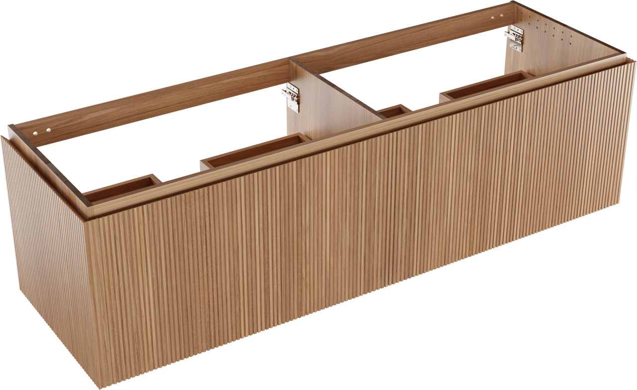 Balmani Eclips hängendes möbelstück Waschtischunterschränke 180 x 55 cm Teak 4 Schubladen Vert. Sym. Rippe