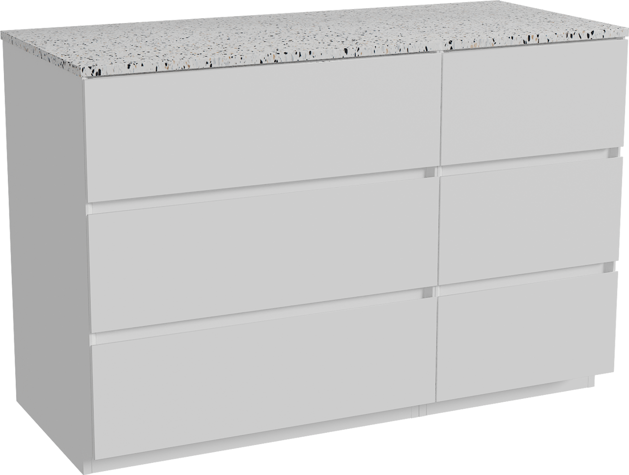 Storke Edge staand badmeubel 120 x 52 cm mat wit met Tavola enkel of dubbel wastafelblad in mat wit/zwart terrazzo