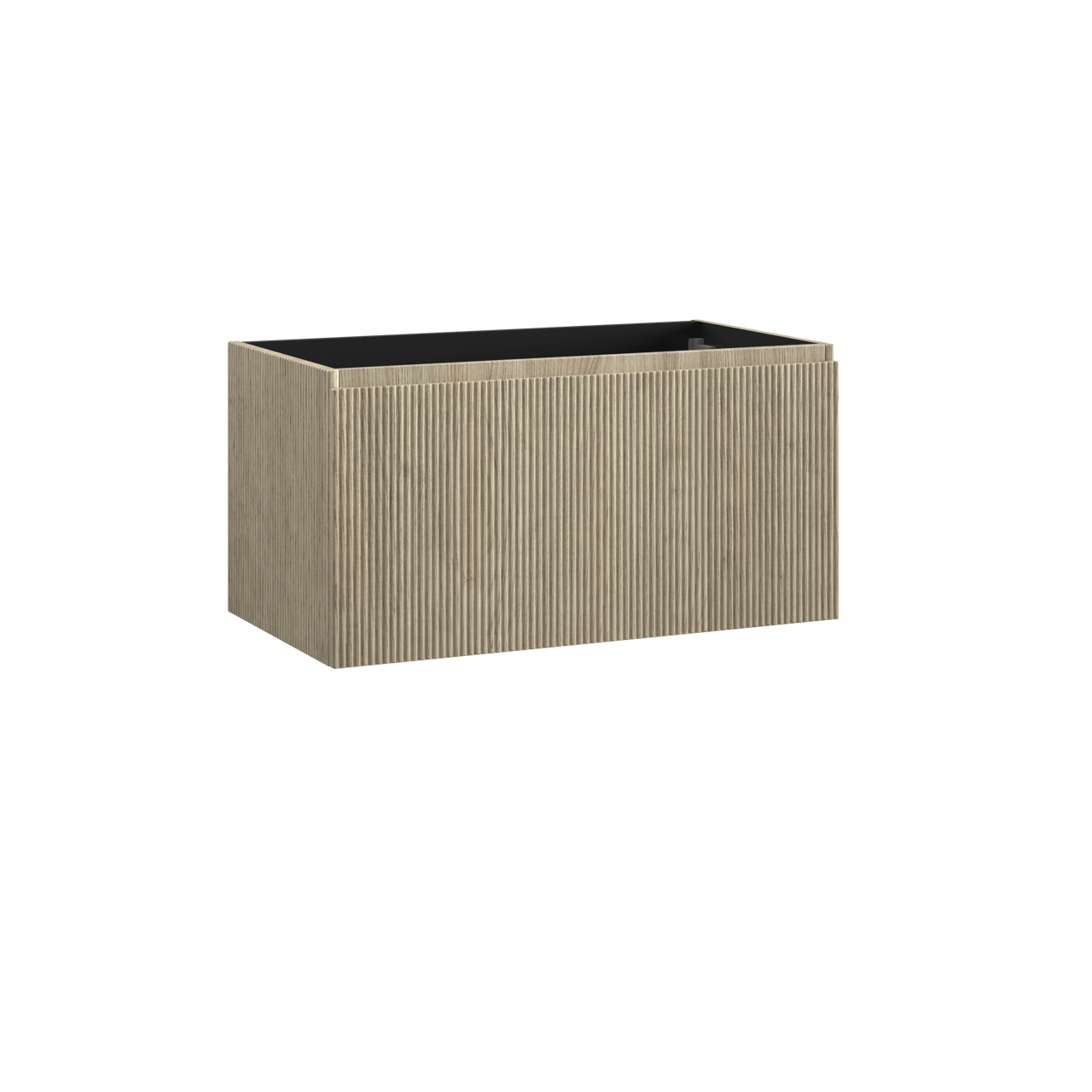 Storke Ribs meuble sous-lavabo suspendu 95 x 52 cm chêne brut 2 tiroirs