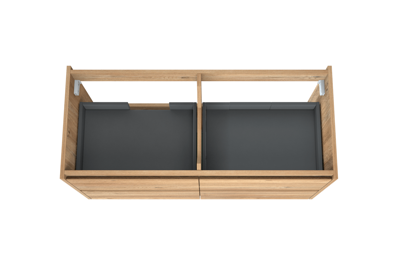 Storke Seda hängender Waschbeckenunterschrank: 120 x 52 cm, Eiche rustikal, 4 Schubladen