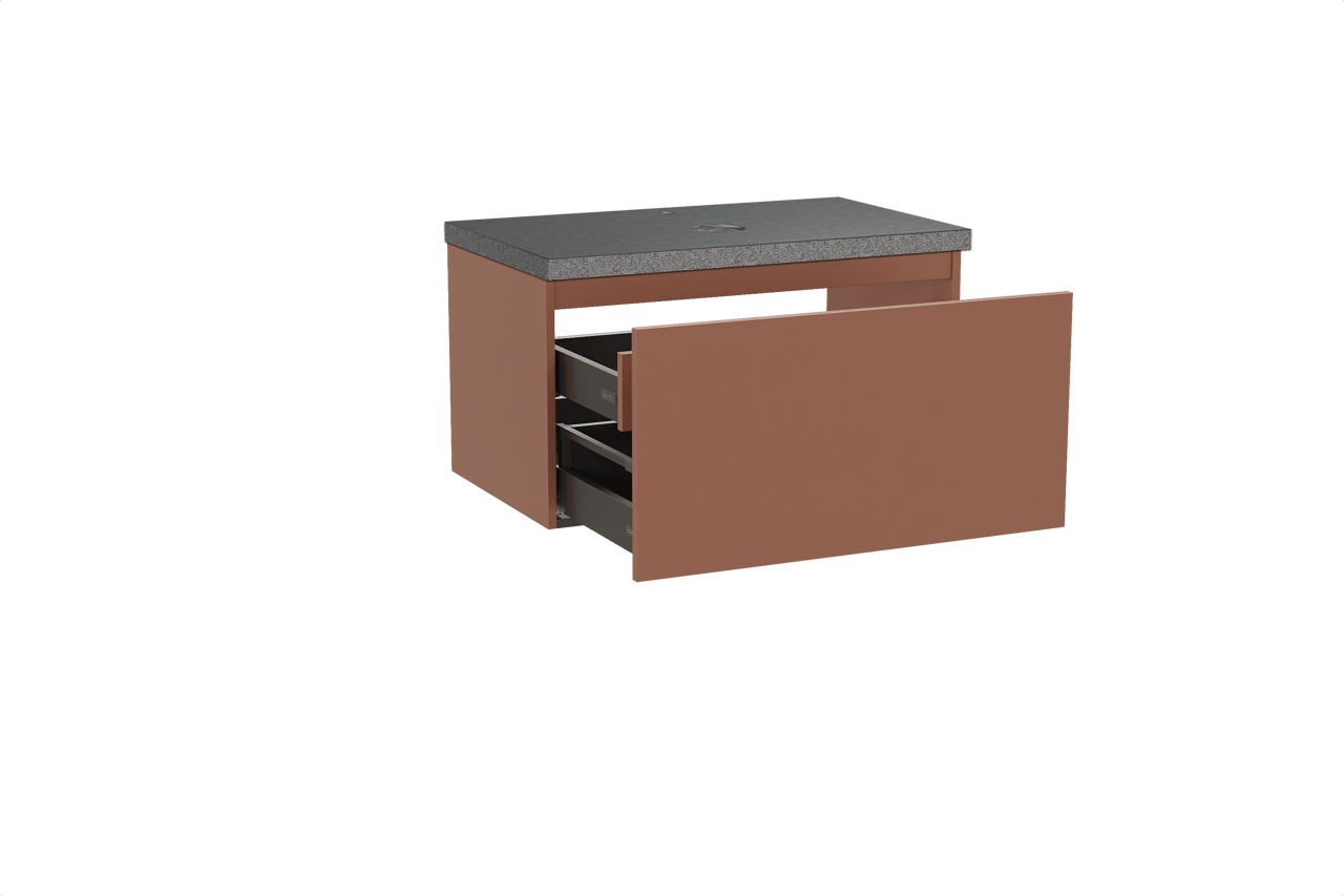 Balmani Sfera zwevend badmeubel 90 x 55 cm cotto met Rock enkel wastafelblad in zwart graniet