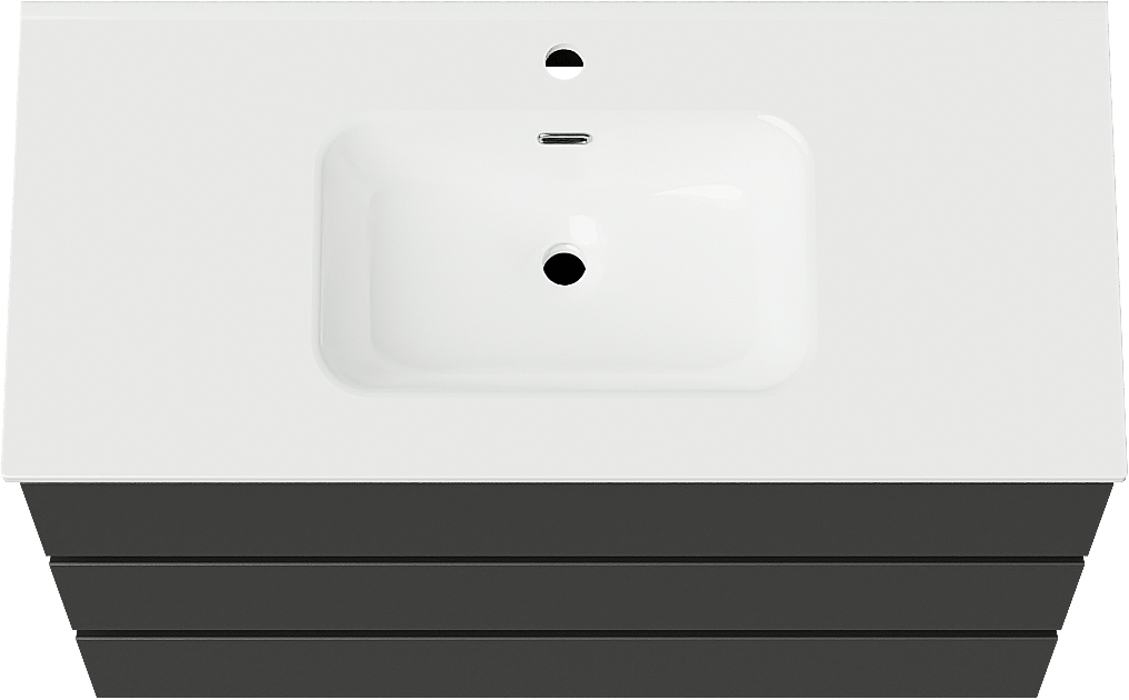 Linie Lado freistehendes Möbelstück Set: 100 x 46 cm, Schwarz matt, mit Baro Einzelwaschtisch, Porzellan Weiß glänzend