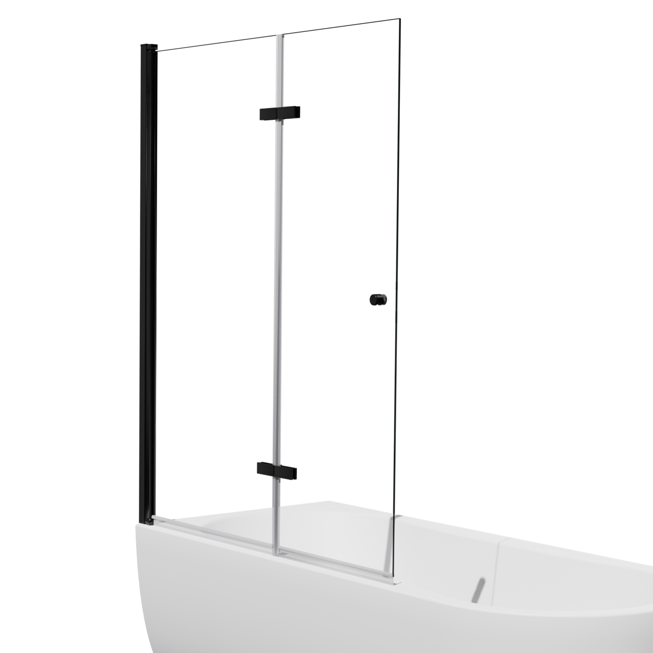 Luca Varess Kuresa pare-baignoire pliant en 2 pièces 120 cm verre transparent profil noir mat
