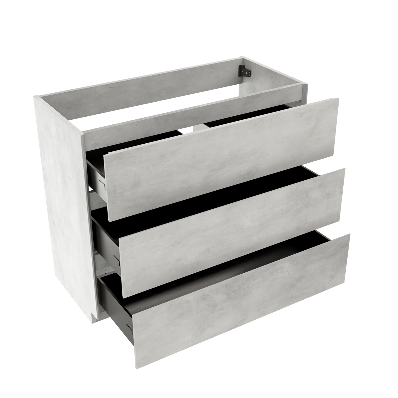 Storke Edge stehender Bad-Unterschrank 100 x 46 cm Beton silbergrau 3 Schubladen