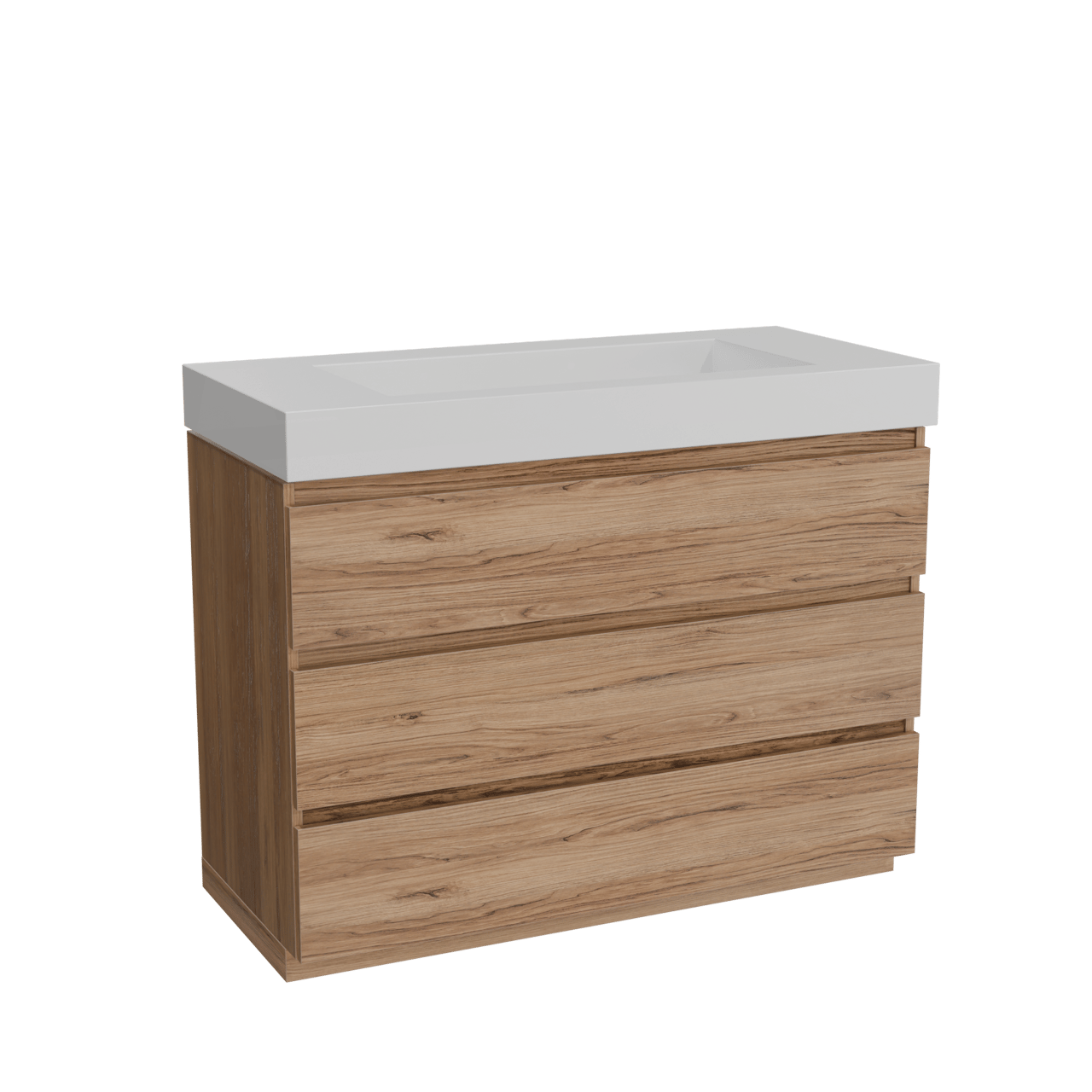 Balmani Lucida meuble salle de bains à poser 120 x 55 cm teck avec Modus lavabo simple pour 2 trous de robinet en solid surface blanc mat