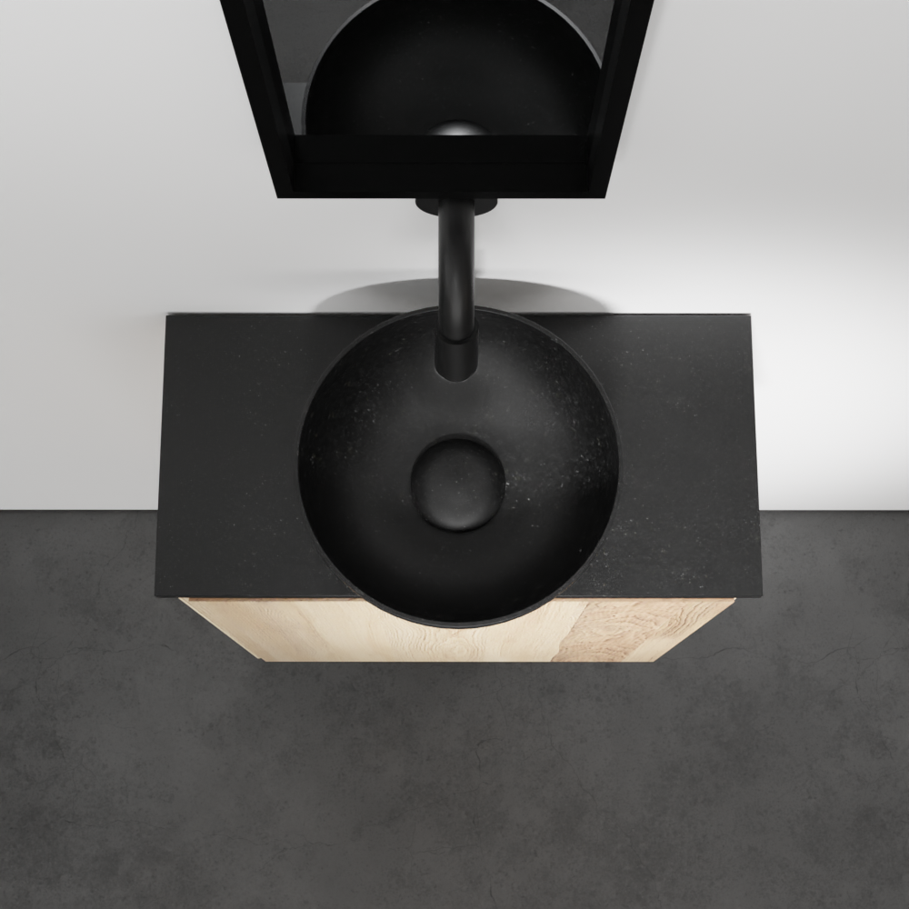 Balmani Mitra zwevend toiletmeubel 42 x 21 cm natuur eik met Facetta tablet en Bari waskom in verzoete graniet