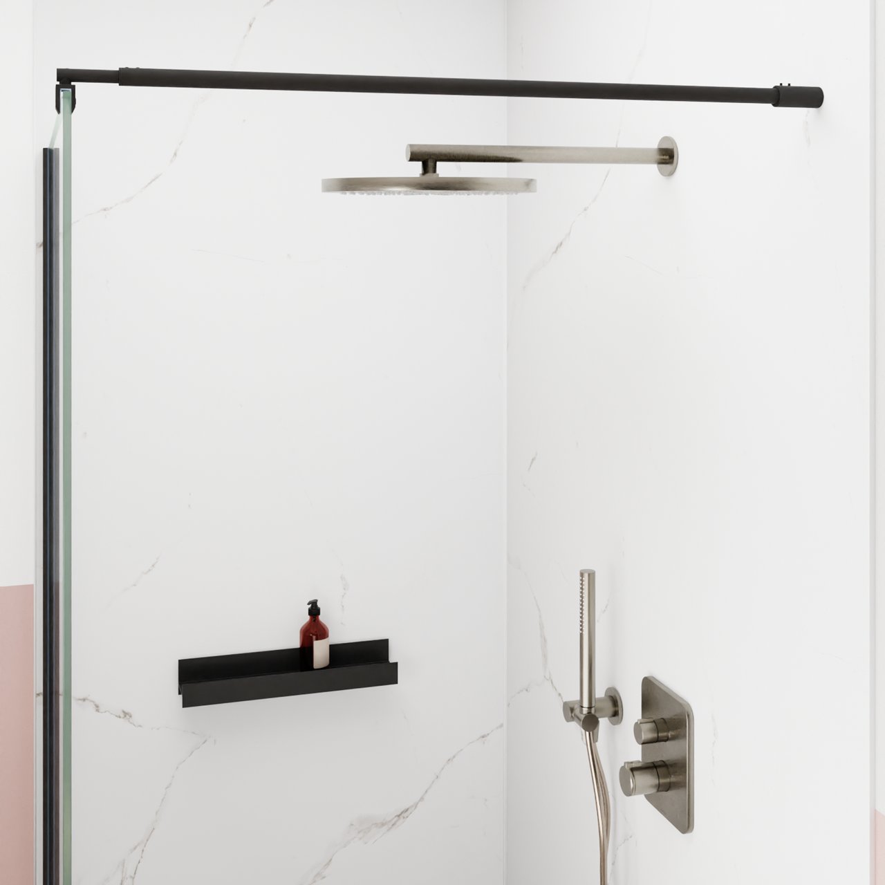 Blaufoss Nola 300 Duschkopf Rund, 30 cm, Wandmontage, Brushed Coolmetal