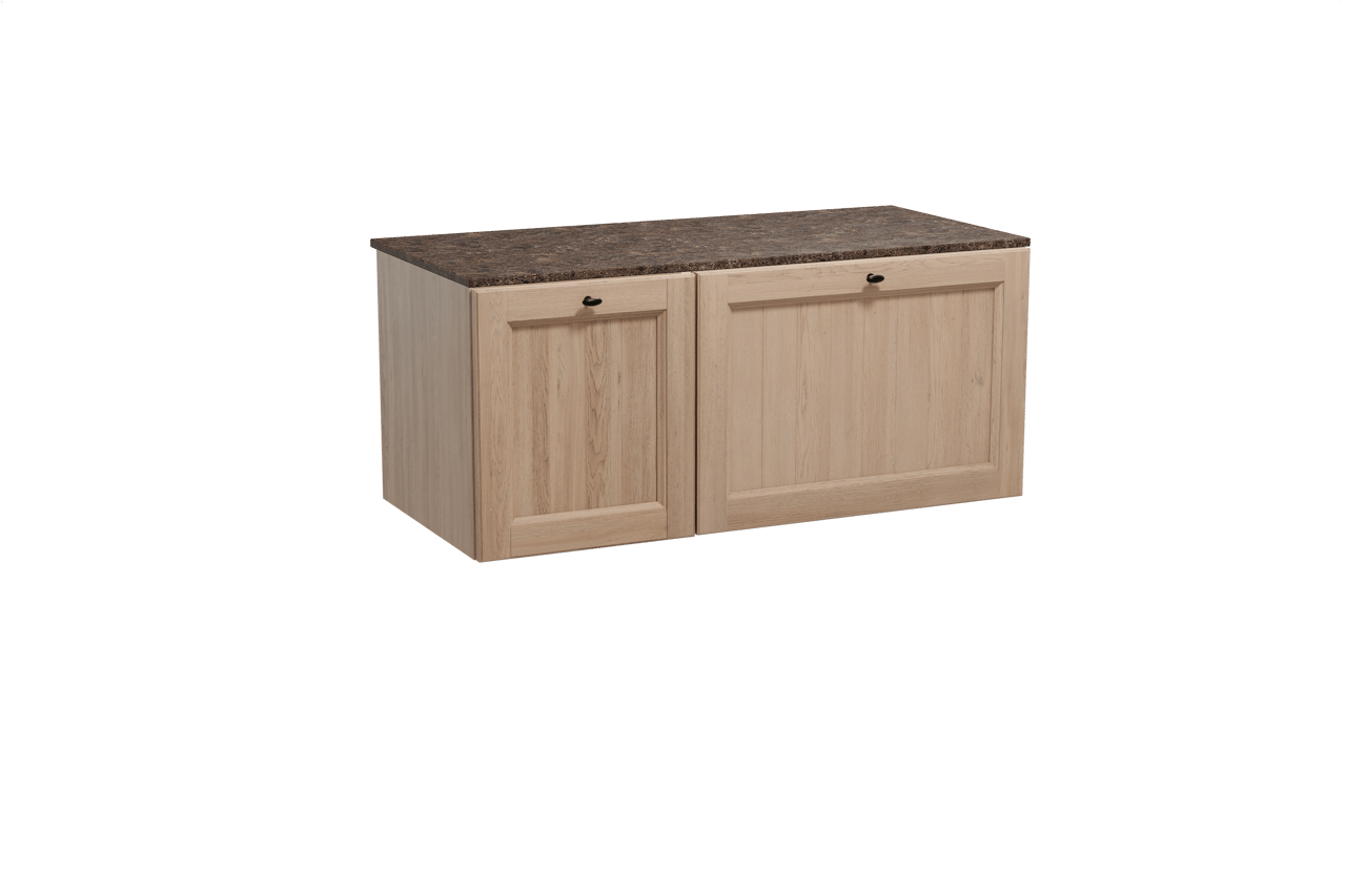 Balmani Lemon meuble salle de bains suspendu 120 x 55 cm chêne vieilli avec Stretto tablette simple ou double en marbre dark emperador