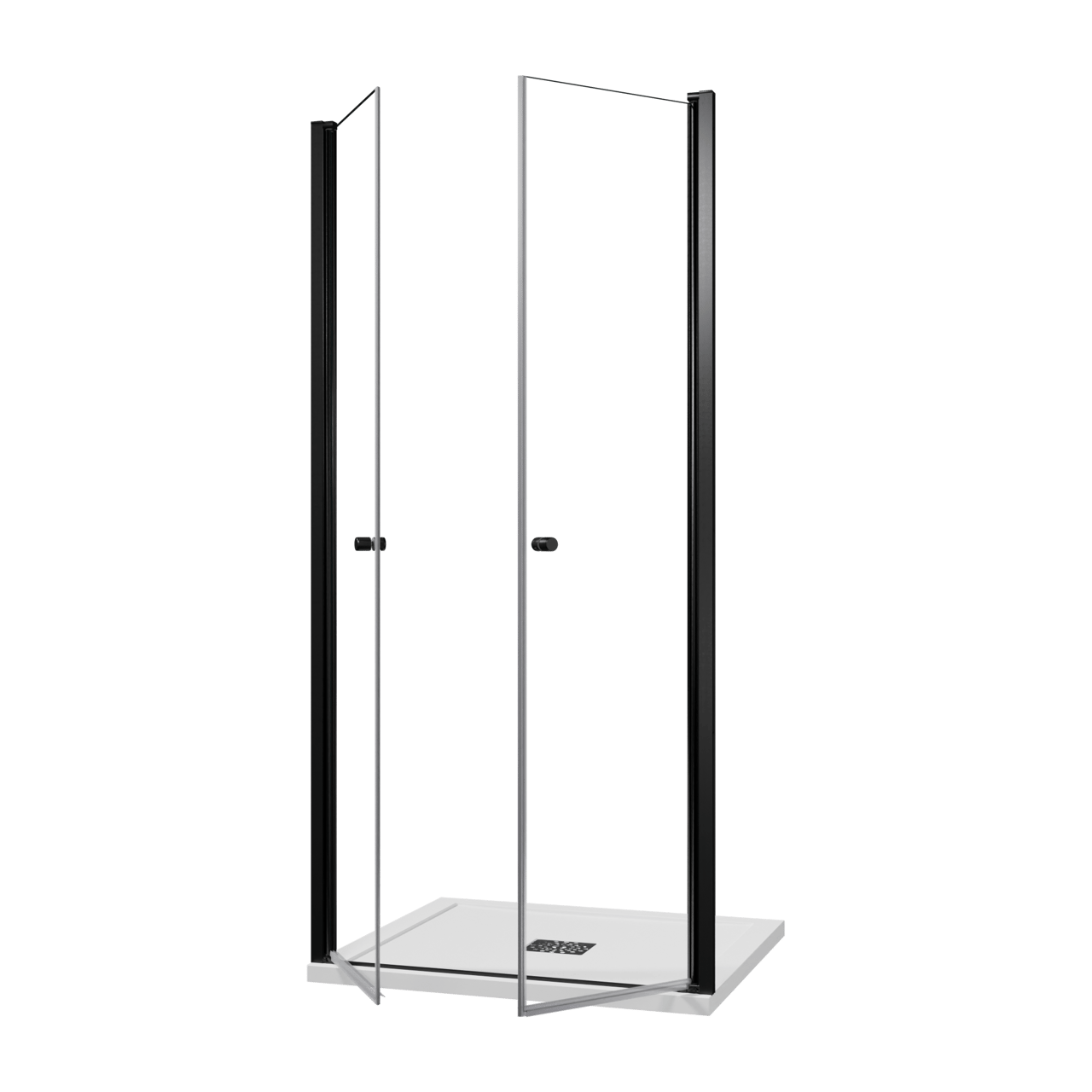 Luca Varess Kuresa porte battante 100 x 200 cm verre transparent profil noir mat