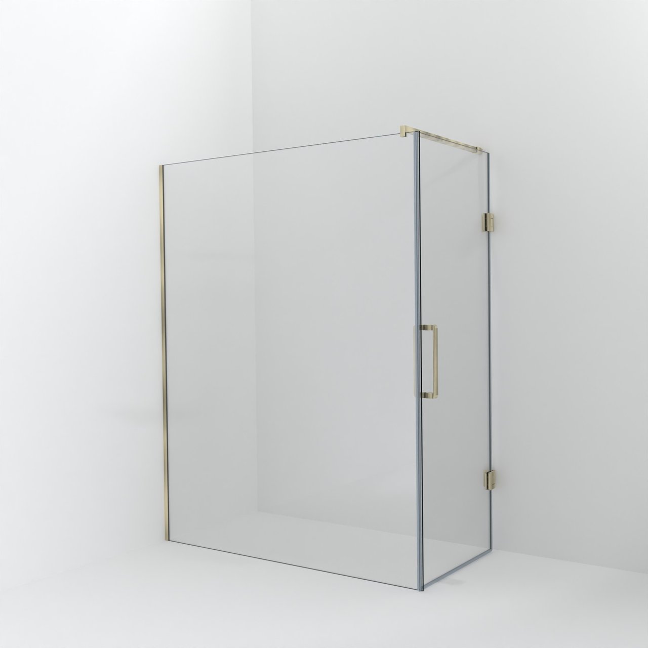 Balmani Modular douche à l'italienne avec porte: 160 x 200 cm avec porte 80 cm, Verre transparent, Profil Brushed Champagne Gold