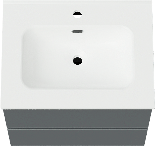 Linie Lado zwevend badmeubel 60 x 46 cm blauw antraciet met Baro enkele wastafel in porselein mat wit