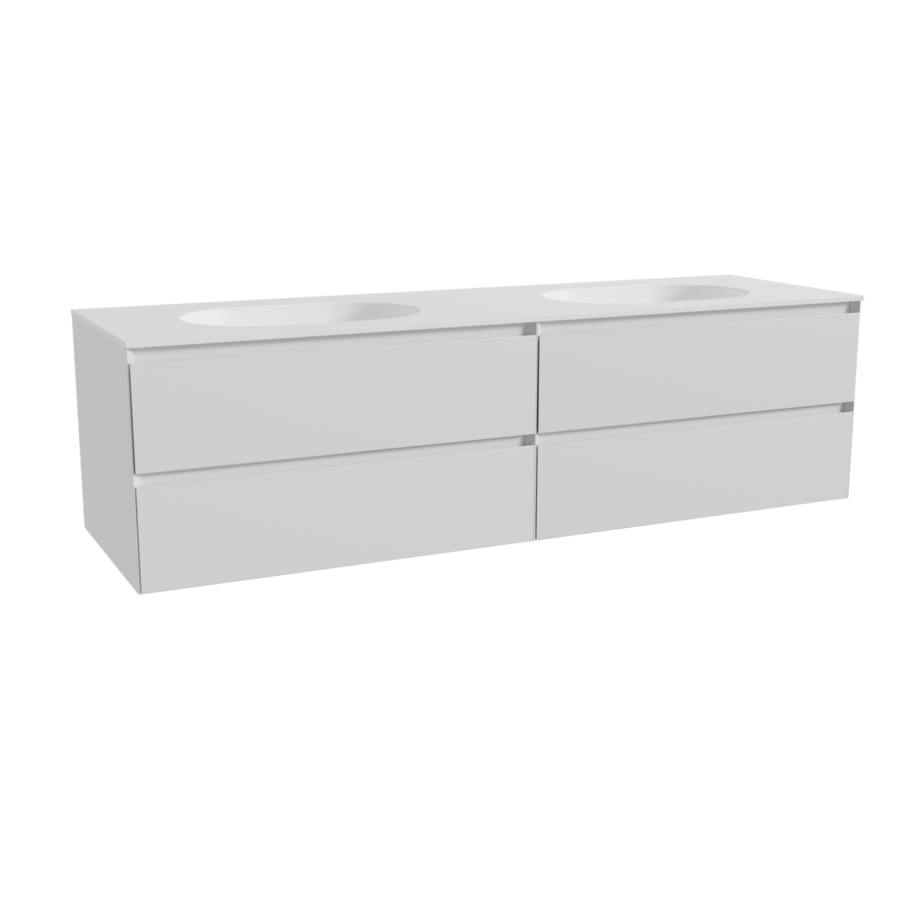 Balmani Mitra meuble salle de bains suspendu 180 x 55 cm blanc mat avec Tablo Oval double vasque en solid surface blanc mat