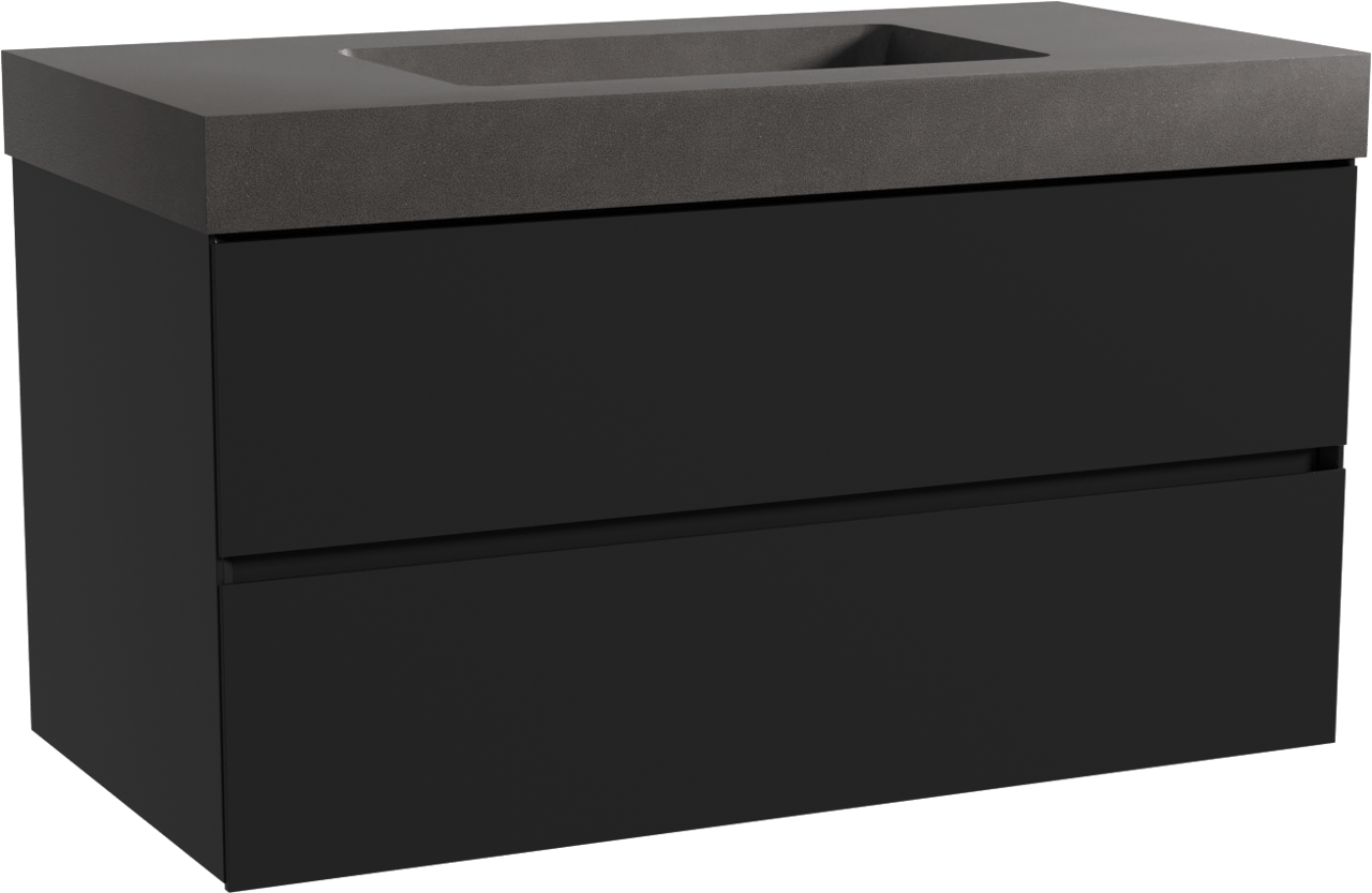 Storke Edge meuble salle de bains suspendu 105 x 52 cm noir mat avec Scuro High plan simple en quartz noir mat