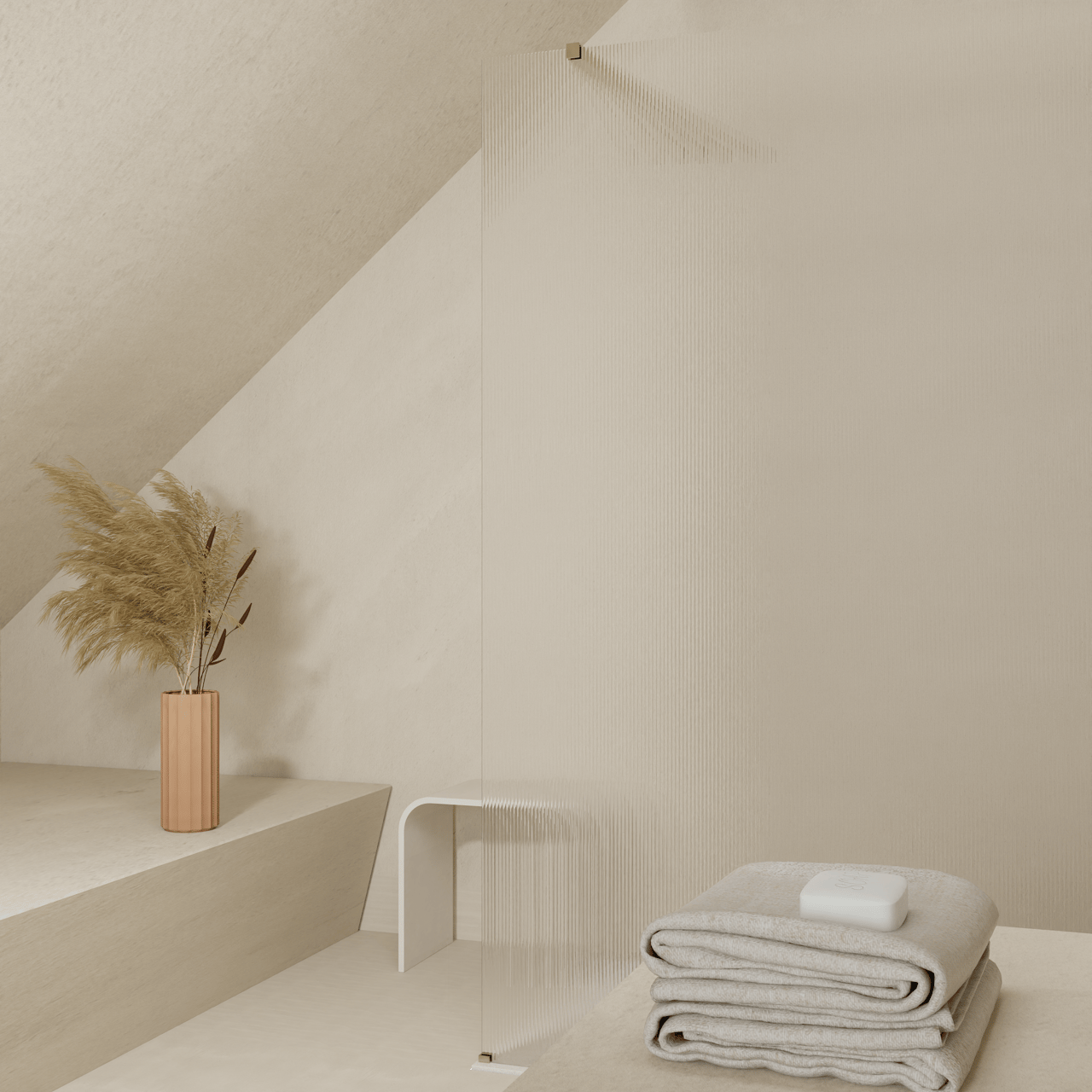 Balmani Modular inloopdouche: 90 x 200 cm, Ribs met coating, Brushed Champagne Gold profielen