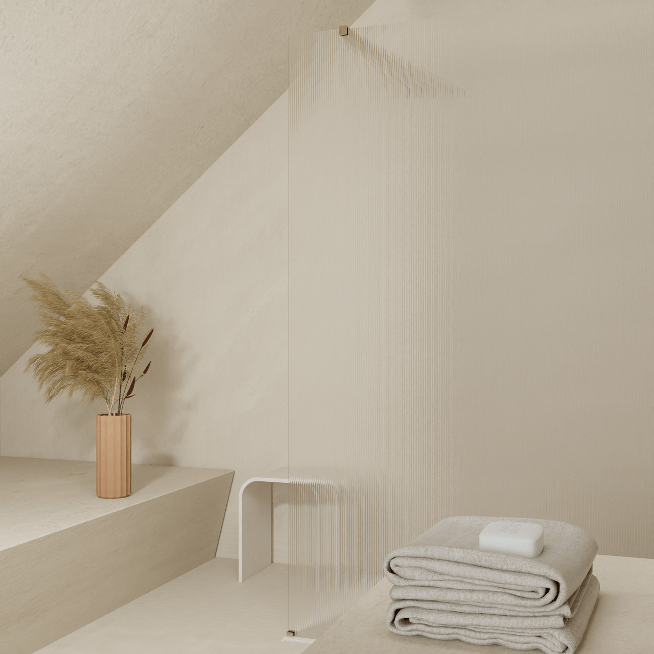 Balmani Modular inloopdouche: 140 x 200 cm, Ribs met coating, Brushed Champagne Gold profielen