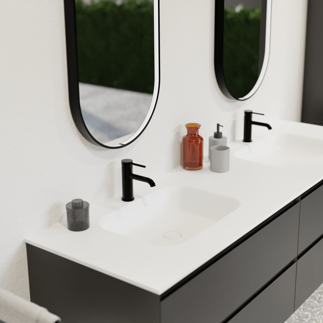 Blaufoss Round EcoStart standaard wastafelkraan Glanzend Zwart