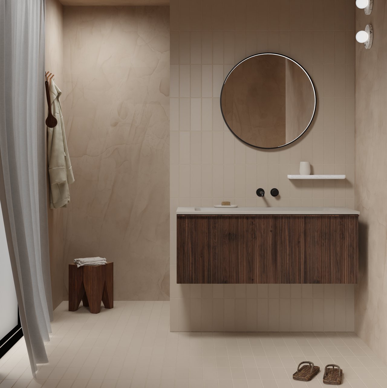 Balmani Secret Black miroir rond noir lumineux et anti-buée Ø 70 cm