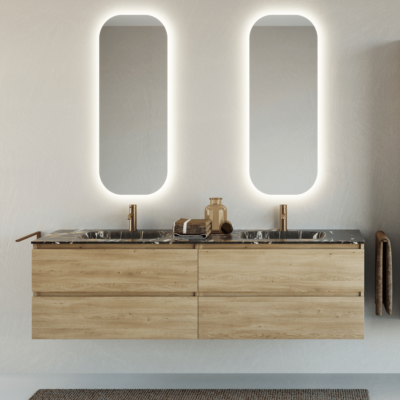 Blaufoss Noma handdoekhouder Brushed Rosegold 41cm