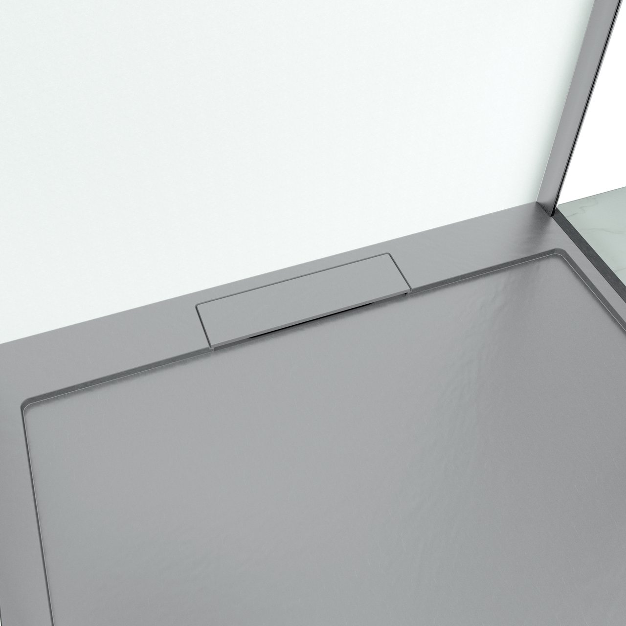 Balmani Indus receveur de douche 180 x 90 cm marbre composite gris foncé texture ardoise