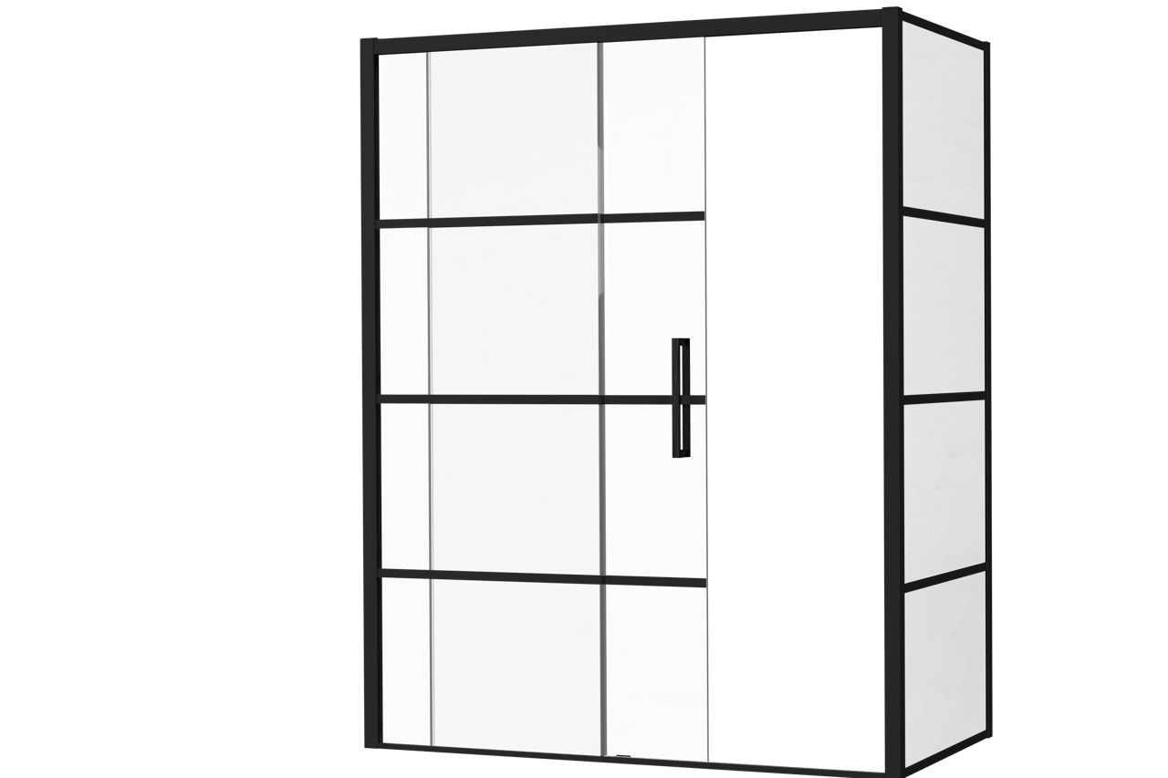 Luca Varess Senses douchehoek met linkse schuifdeur en vaste zijwand 160 x 90 cm Lined glas mat zwart profiel