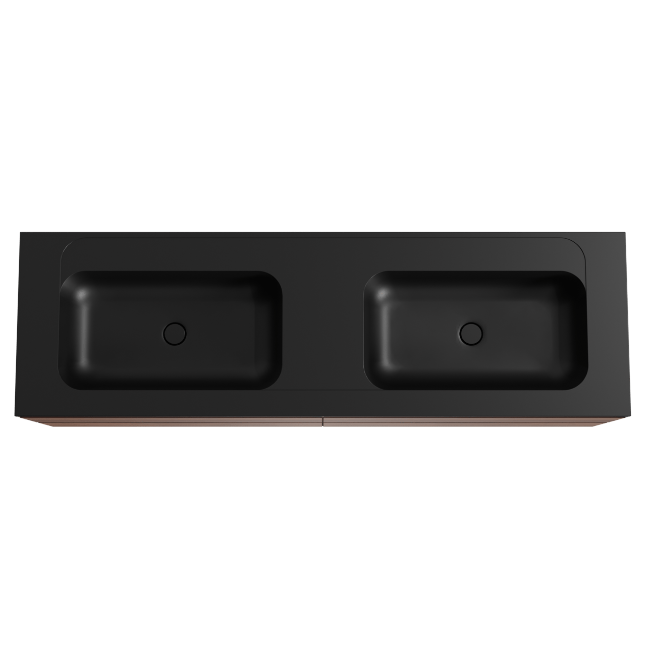 Balmani Mitra meuble salle de bains suspendu 180 x 55 cm noyer avec Tablo Strada double vasque en marbre composite noir mat