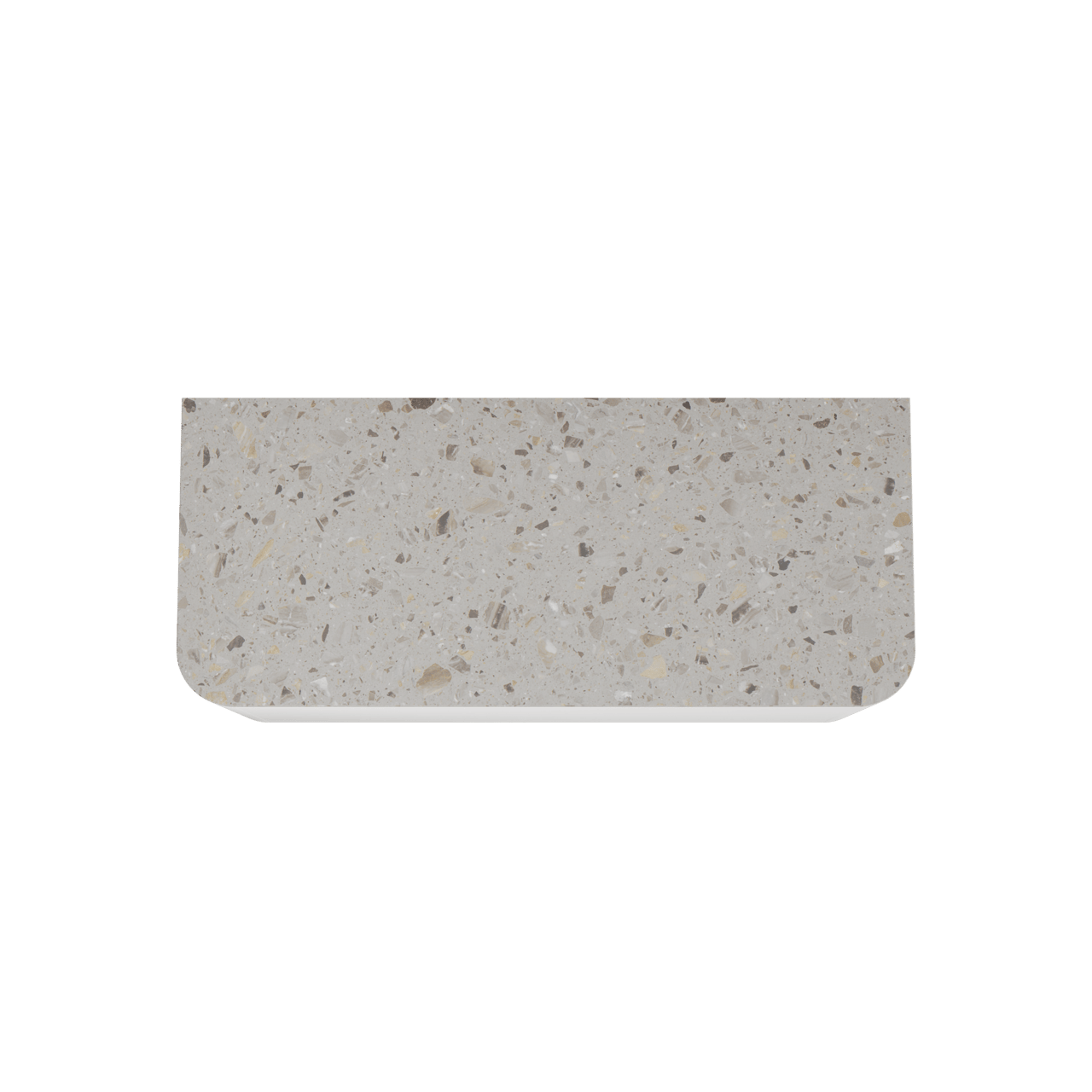 Balmani Moon zwevend badmeubel 130 x 55 cm mat wit met Moon enkel of dubbel wastafelblad in terrazzo greige terrazzo