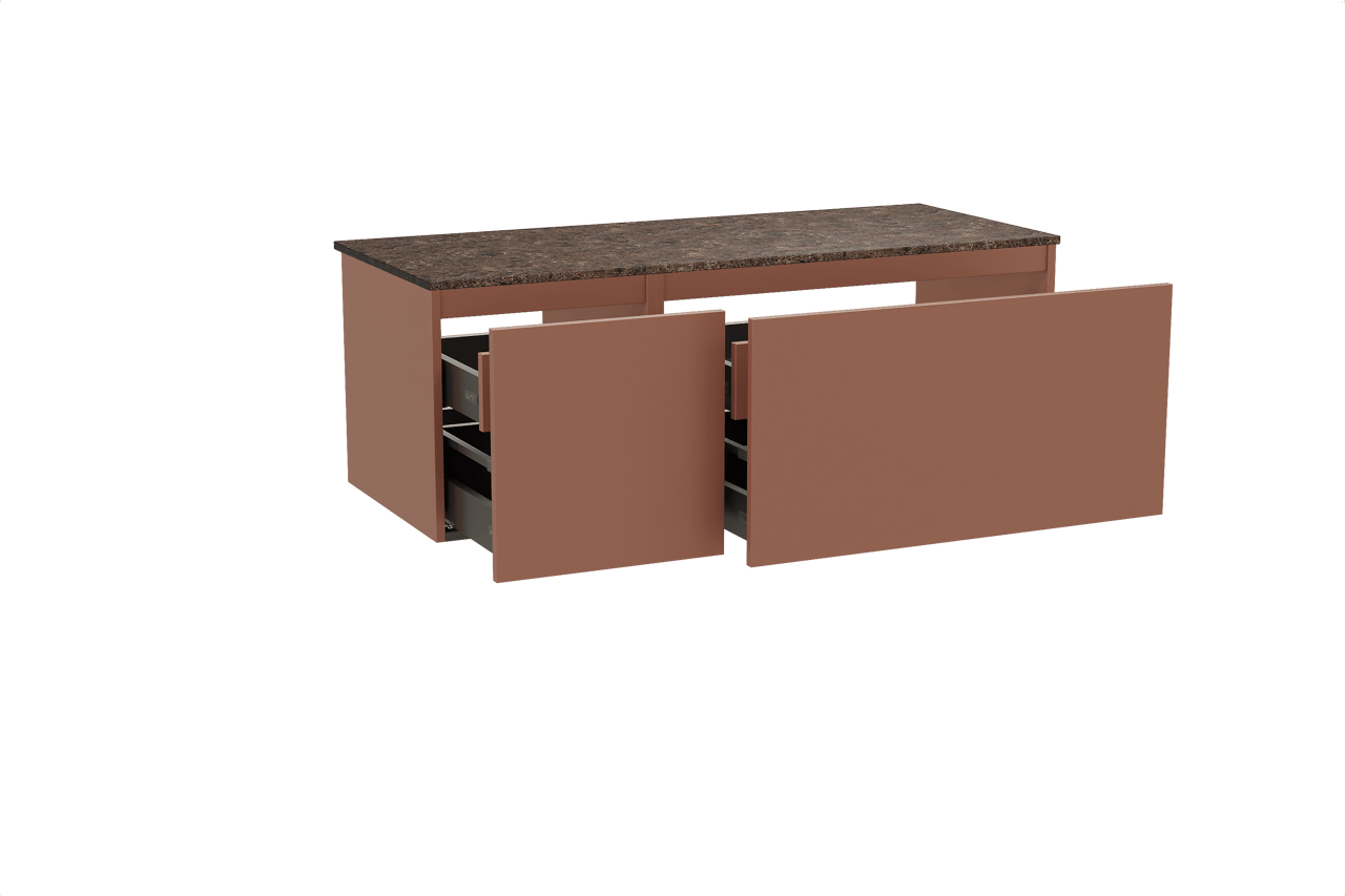 Balmani Sfera zwevend badmeubel 135 x 55 cm cotto met Stretto enkel of dubbel wastafelblad in marmer dark emperador