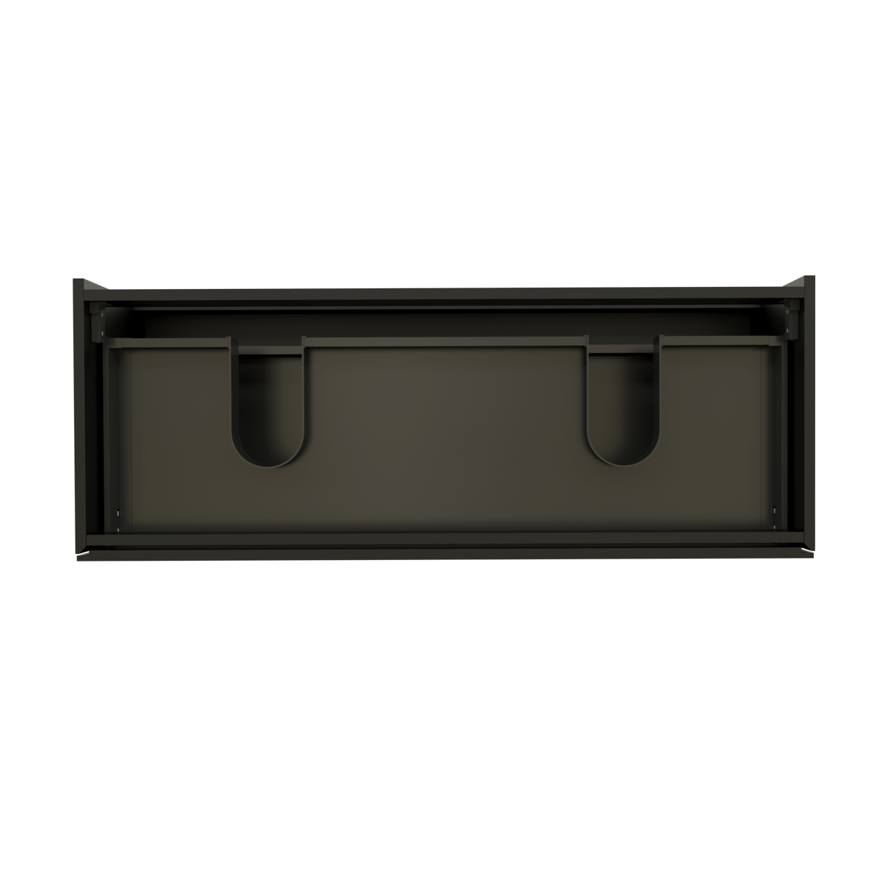 Storke Edge hängender Waschbeckenunterschrank: 120 x 46 cm, Schwarz Matt, 2 Schubladen, 2 Siphonaussparungen