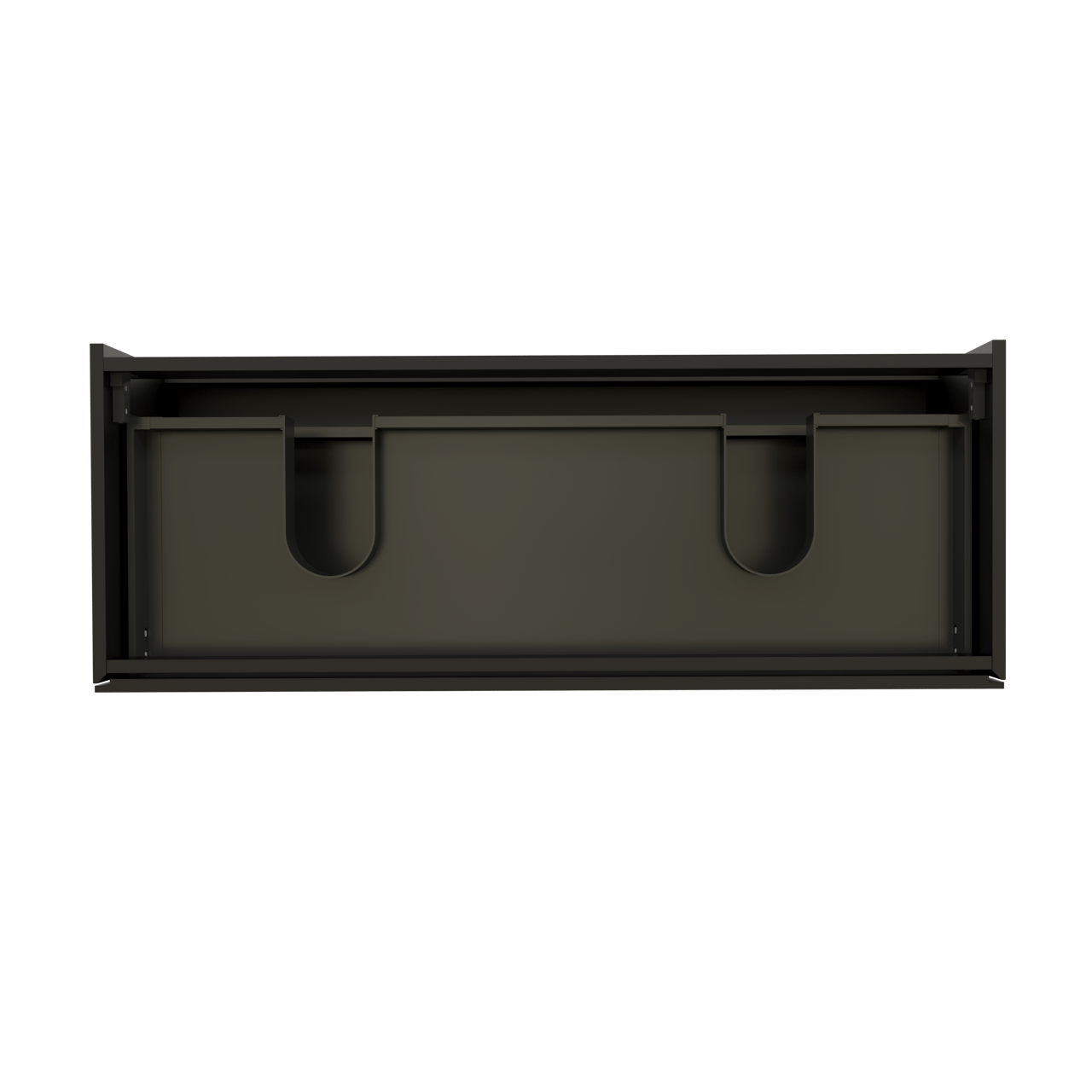 Storke Edge hängender Waschbeckenunterschrank: 120 x 46 cm, Schwarz Matt, 2 Schubladen, 2 Siphonaussparungen