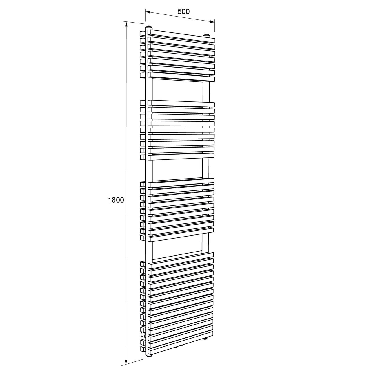 Vipera Vesuvio dubbele handdoekradiator 50 x 180 cm elektrische verwarming mat wit zij- en middenaansluiting 2.125W, weerstand inbegrepen
