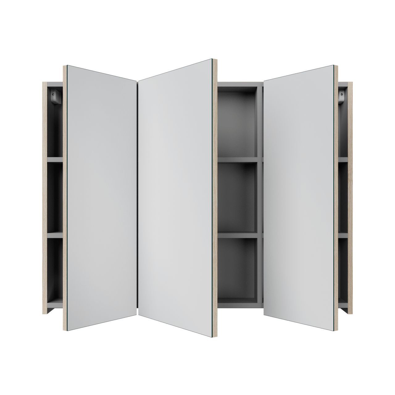 Linie Montro Spiegelschrank Bad: 100 x 75 cm, Eiche hell