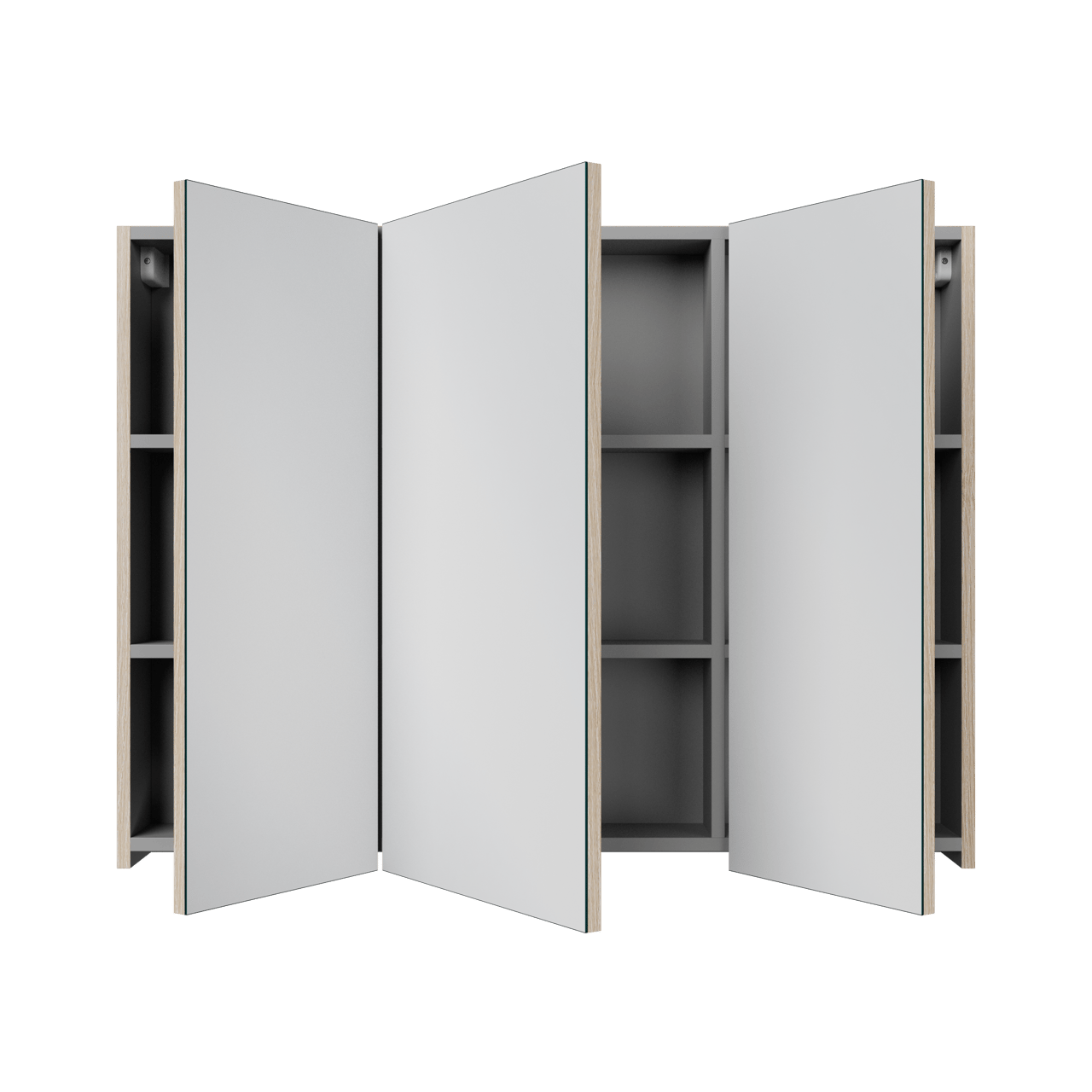 Linie Montro Spiegelschrank Bad: 100 x 75 cm, Eiche hell