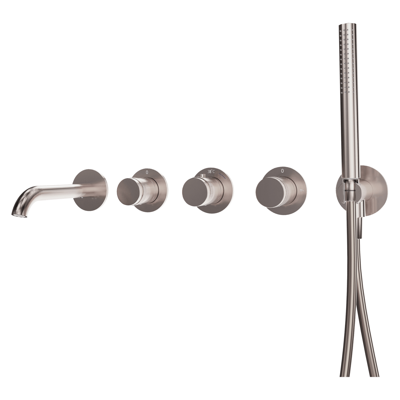 Blaufoss Pavilion Unterputz-Badewannenarmatur: Brushed Coolmetal, inkl. Handbrauseset und Einbauelement