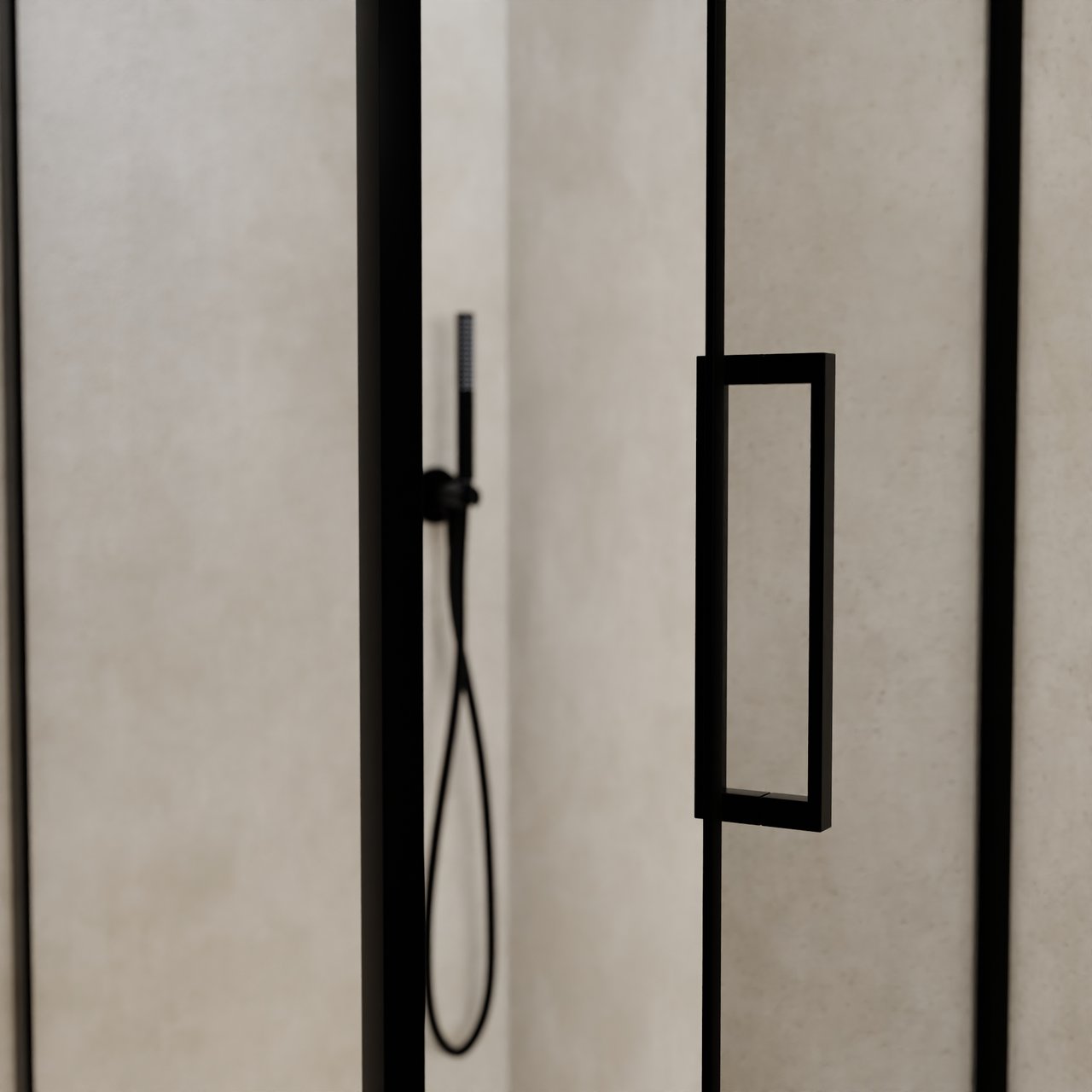 Balmani Senses Design Eckdusche: Drehtür (Rechts) mit fixierte Seitenwand, 90 x 90 cm, Klarglas, Profil Schwarz, inklusive Coating